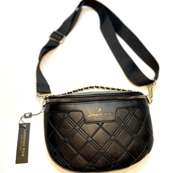 London Fog Handbags - Black Quilted Mini  Bag Crossbody Adjustable   by London Fog